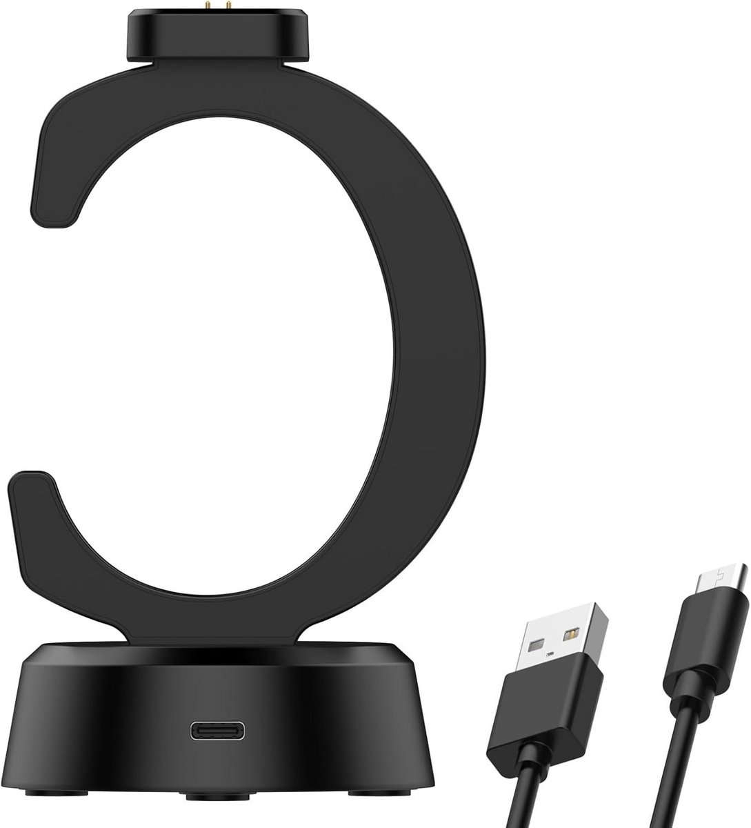 Oplaadstation en standaard met Type-C kabel voor Smartwatch (Zwart)