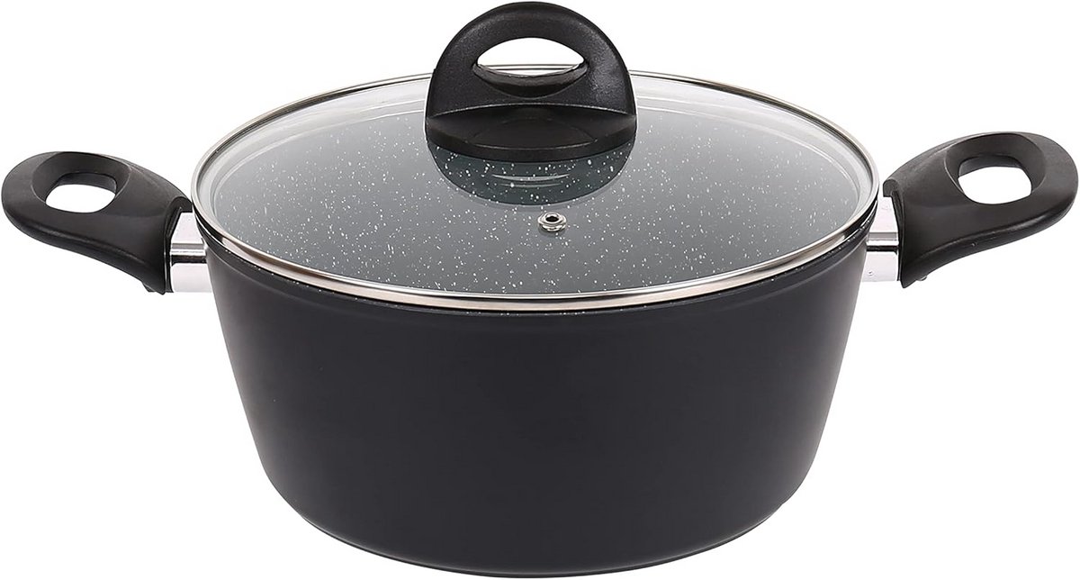 Zwarte en Grijze Marmeren Kookpannen Set - Non-Stick Inductie Geschikt