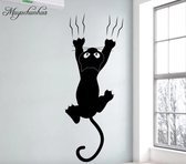 XL Luie Kat Muursticker - Thuis kamer Decoratie - slaapkamer sticker - maat 45 x 125 cm