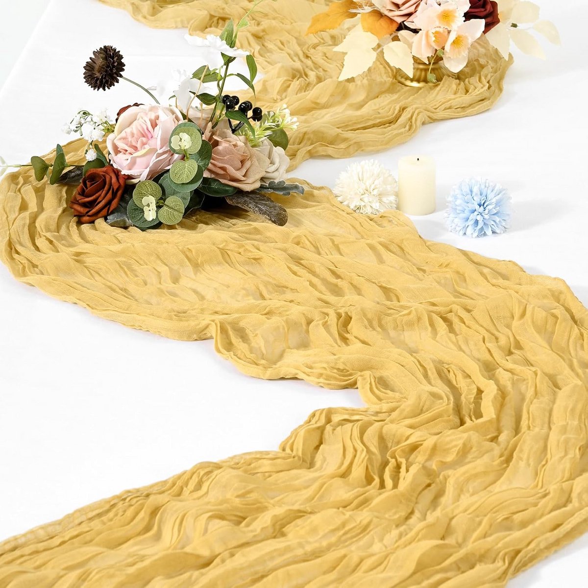 12x Gouden Boho Kaasdoek Tafellopers - 55x300 cm voor Bruiloft & Feestdecoratie