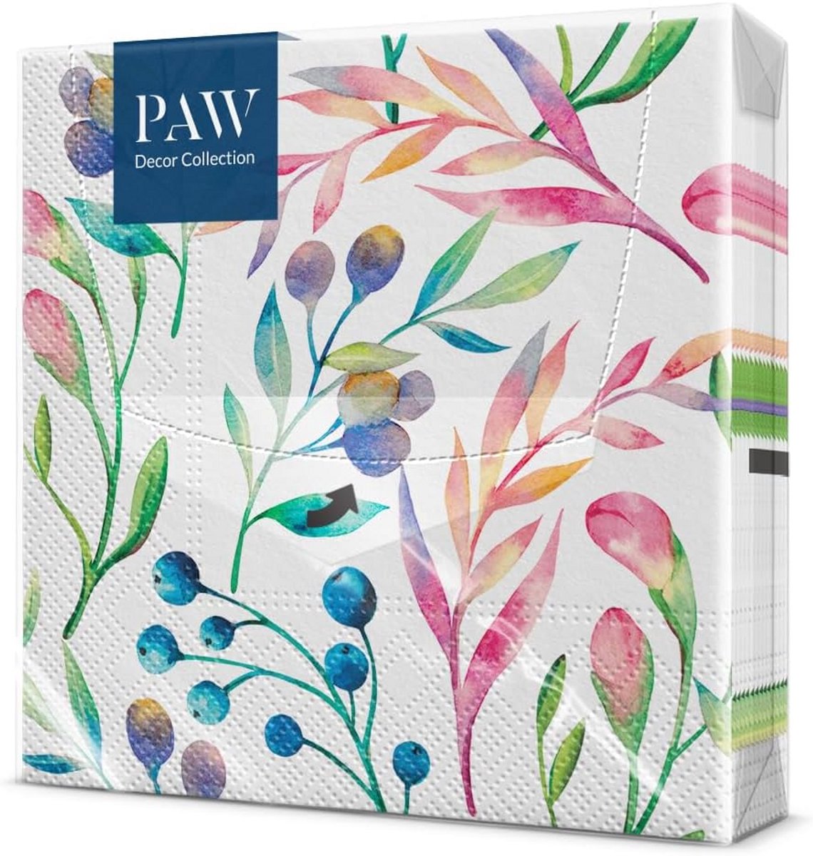 3-laags Papieren Servetten 33x33 cm met Multicolor Natuur & Bloemenprint (20 Stuks)
