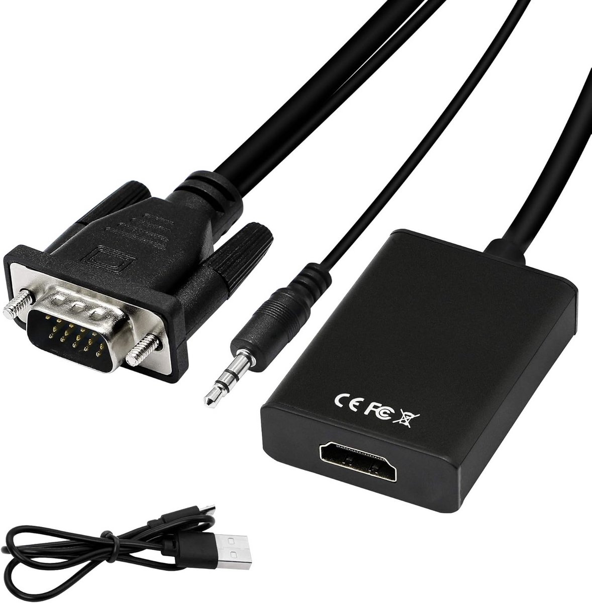 VGA naar HDMI Adapter met Audio voor Computer en Laptop 1080P