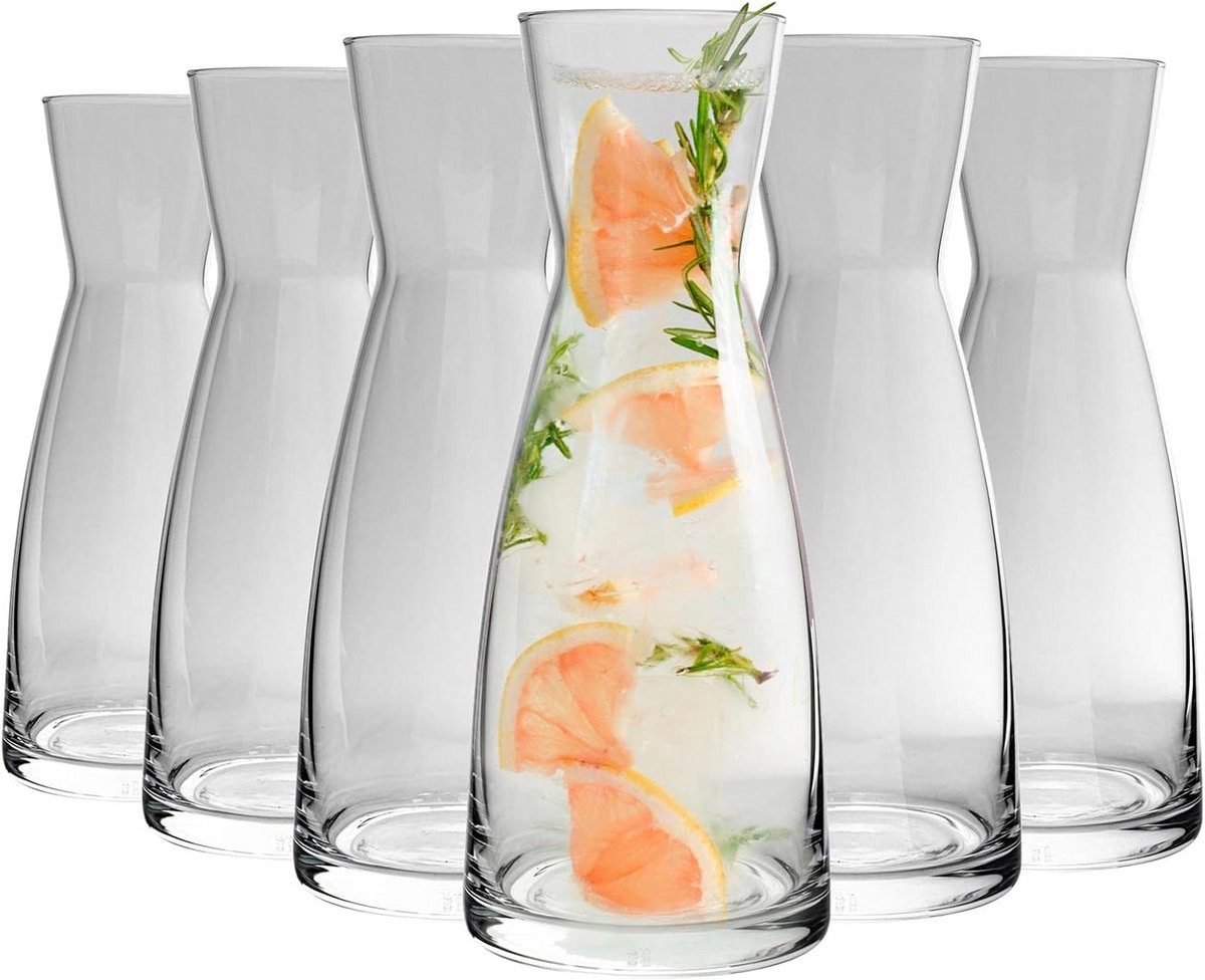 Water Karaf - Glazen Kruik - Dranken Serveren - Kristalhelder Glas - 6 Stuks 285ml - Transparant