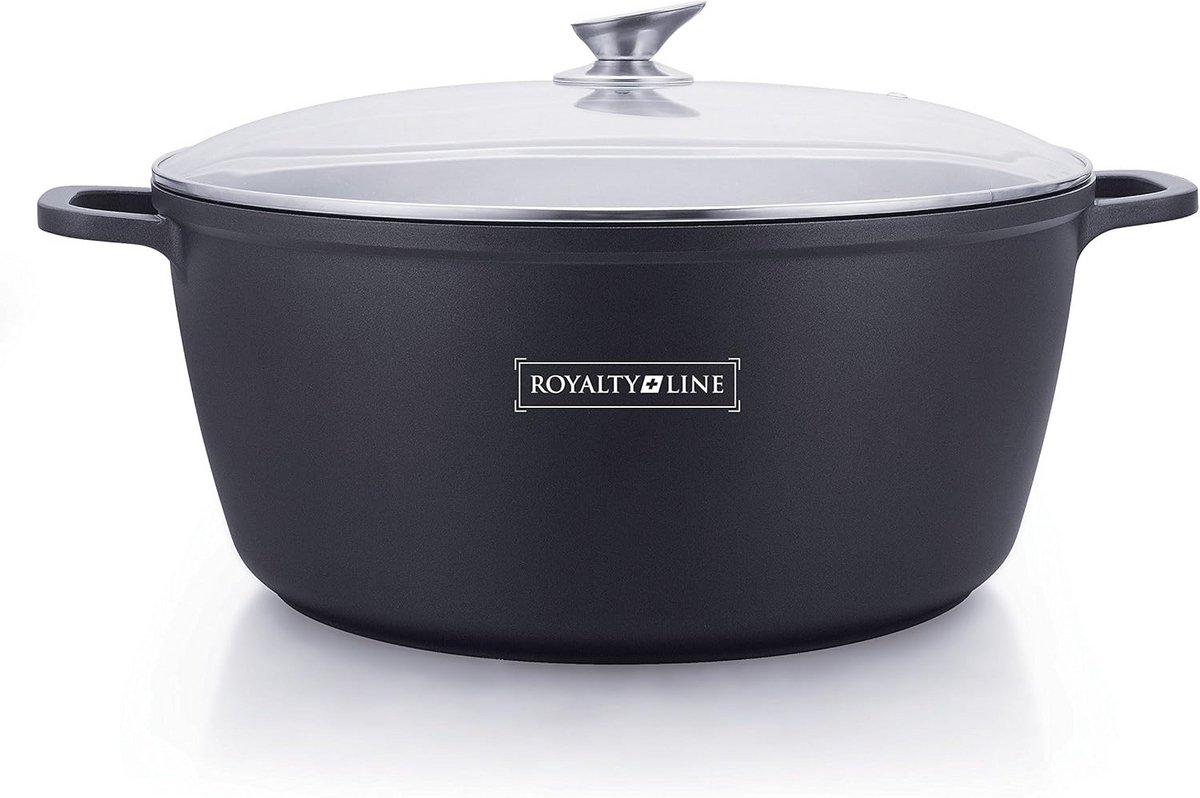 Steelpan 24 cm met Glazen Deksel - Non-stick Marmeren Coating voor Alle Warmtebronnen