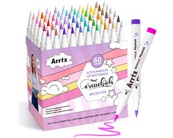 Creachick X Arrtx - Acrylmarkers - Paint Brush Tip Markers - 60 prachtige kleuren