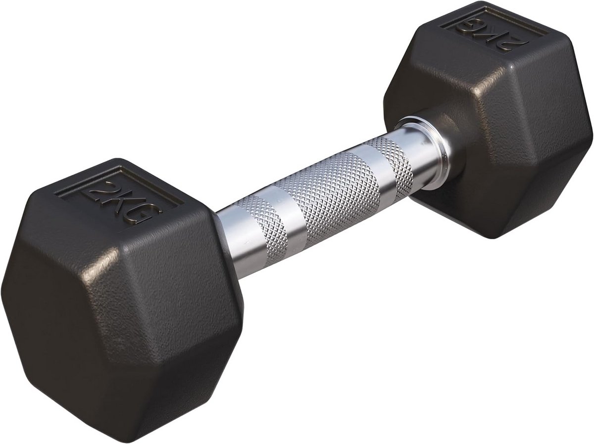 Zeshoekige Halters Rubber Gecoat - Krachttraining Dumbbells 2-50 kg met Gekartelde Greep