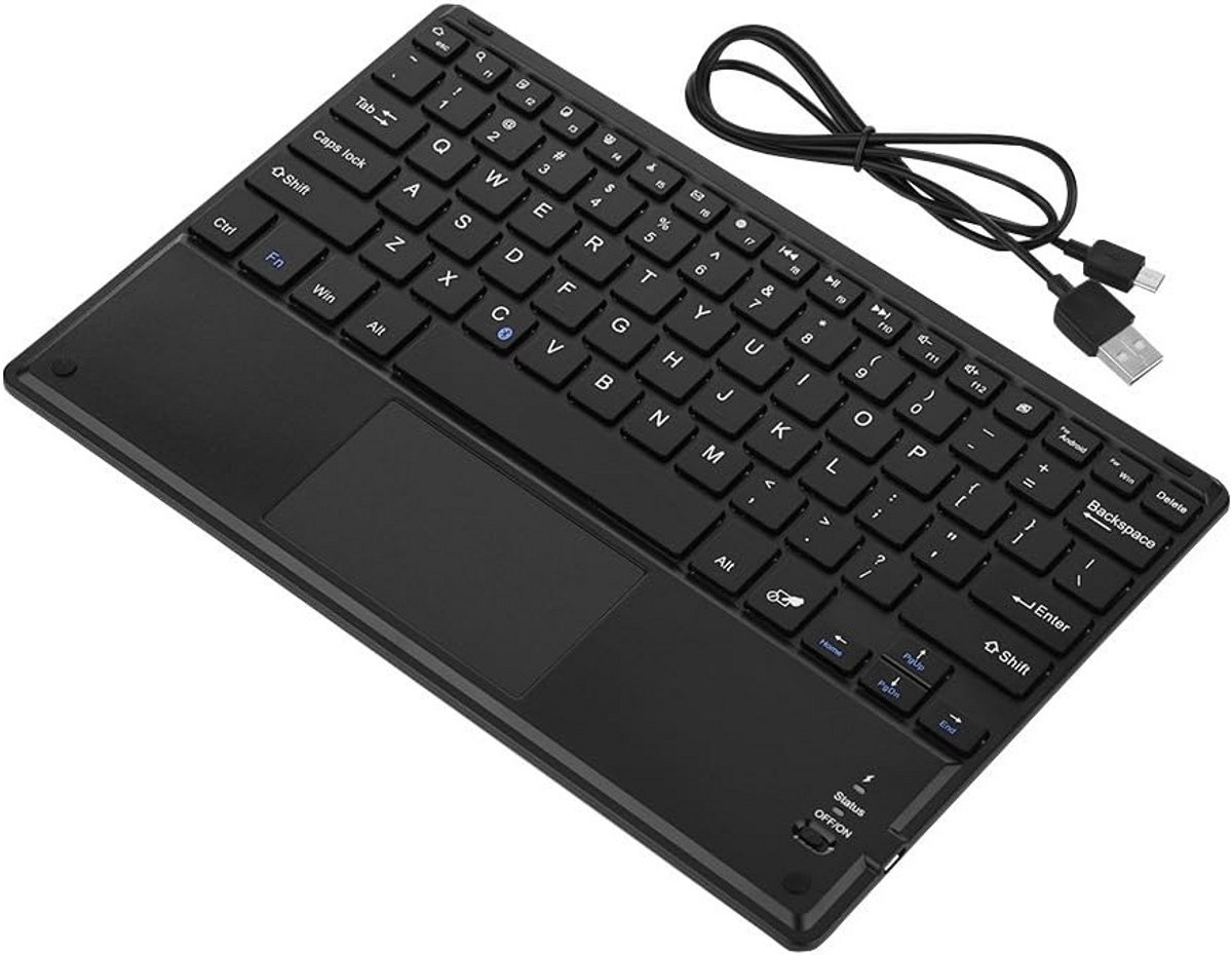 Draadloos Bluetooth Toetsenbord met Touchpad voor Tablet en Smartphone - Zwart