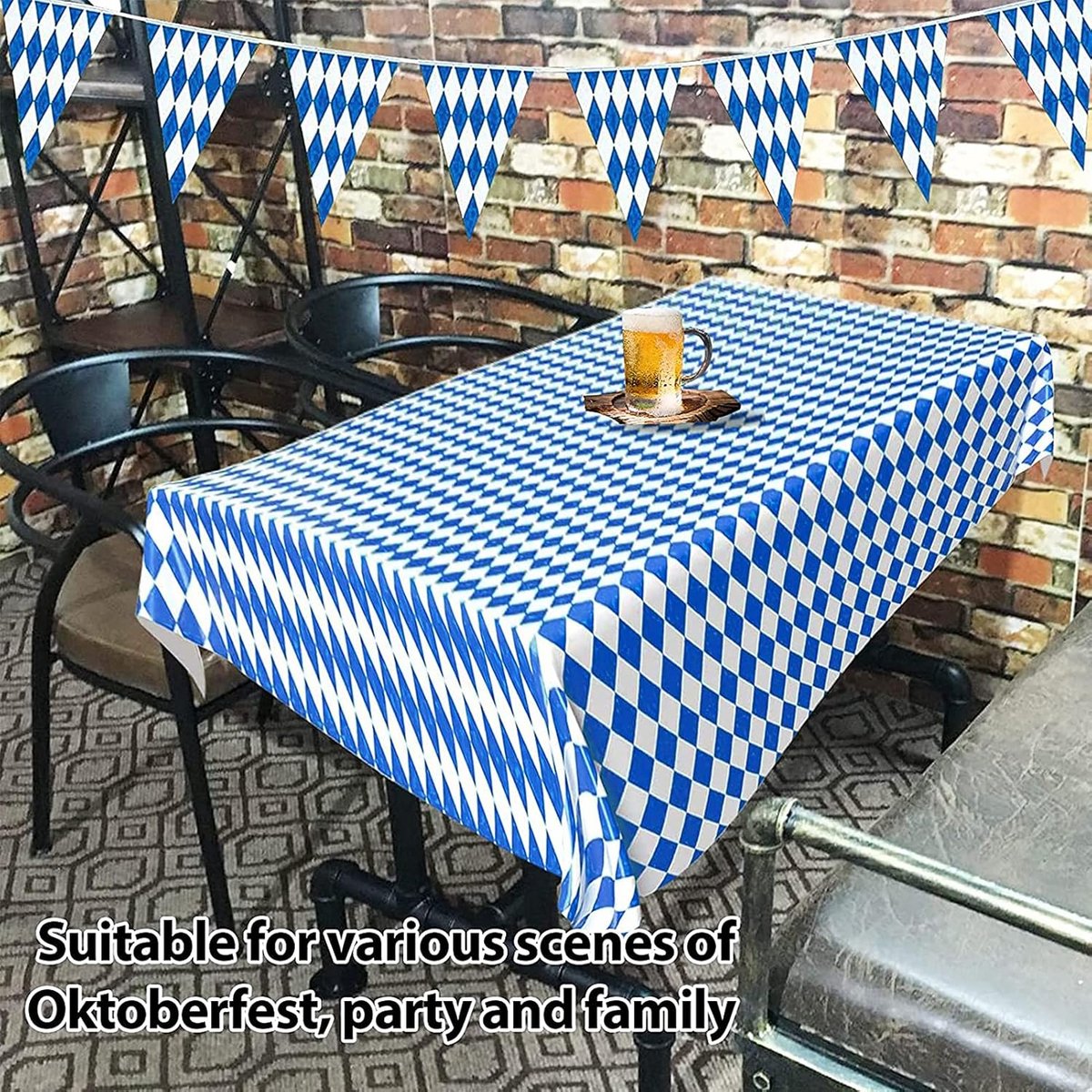 2x Oktoberfest Tafelkleed Blauw Wit Geruit 275x128 cm – Beierse Partytent Decoratie