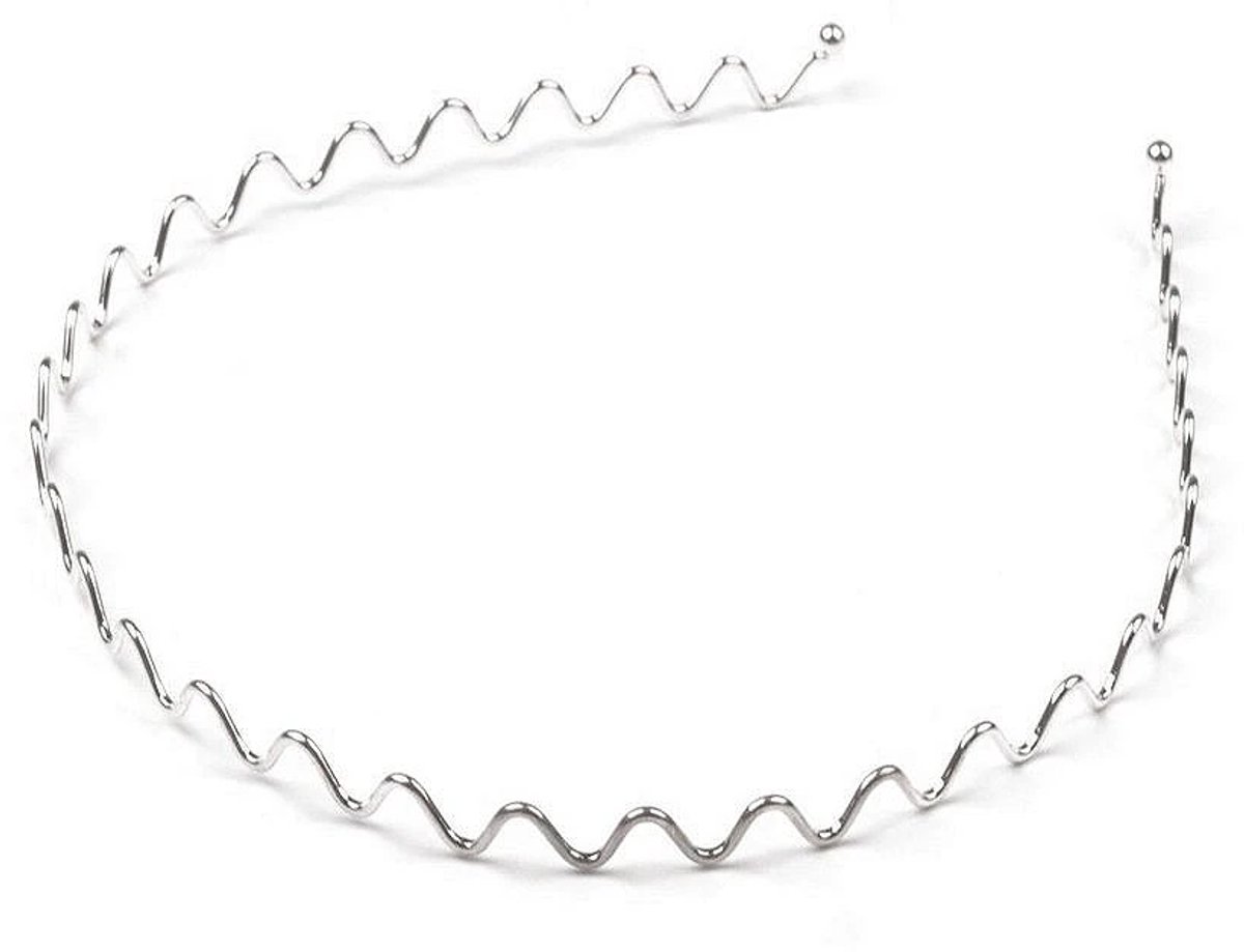 1 haarband zilver aluminium zigzag - tiara wave - 0,5 cm breed