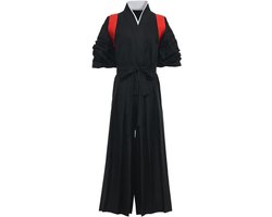 MK Stoer - Japanse Samurai kimono - traditioneel Aikido - Kendo vechtsportkostuum - heren - Hakama-uniform - geschikt voor cosplay - zwart model - traditionele pasvorm.