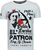 El Patron Pablo - Rhinestone T-shirt - Wit