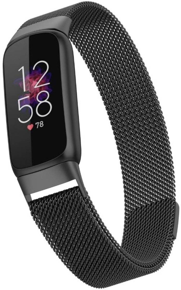 Horlogebandje - Geschikt voor Fitbit Inspire 3 - Milanees smartwatch bandje - Watchband - Verstelbaar - Magnetisch - Metaal - Zwart - Jonyx