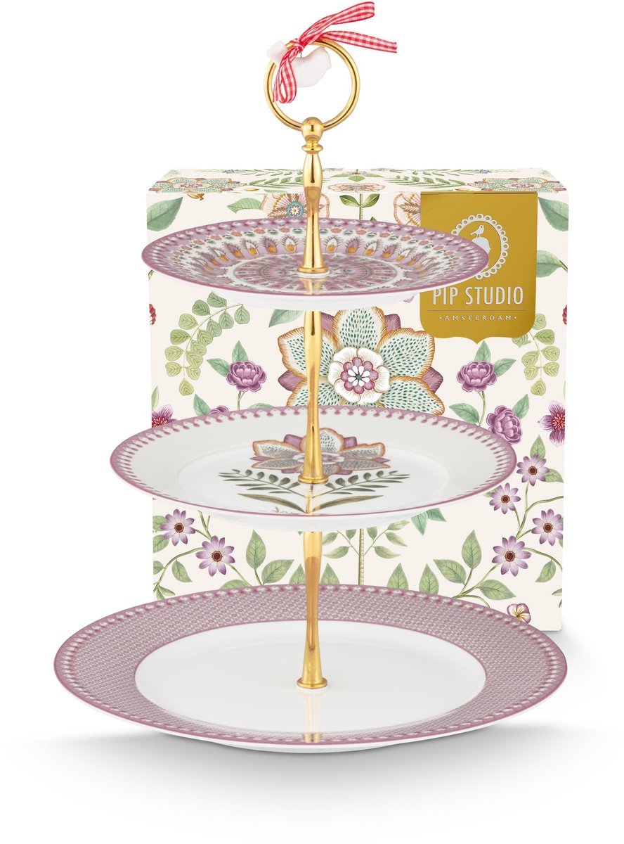 Pip Studio - Lily & Lotus Lilac - 3 laags etagere - Tafeldecoratie