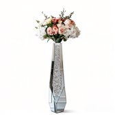 VANII vaas groot wit transparant glas bloemenvaas 28cm VANII vaas groot wit transparant glas bloemenvaas 28cm
