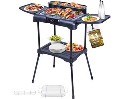 Sommertal BBQ231 elektrische grill | Balkon grill | 2200 W | Camping grill | 2-in-1 tafelgrill met standaard | Traploze temperatuurregeling | Opbergruimte | Snelle opwarming | Windbescherming