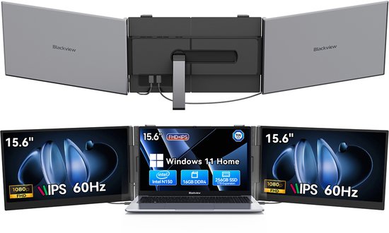 Blackview Hibook 6 Laptop + DCM8 15,3" Dubbele Draagbare Monitor Set, 16GB+256GB, FHD IPS Scherm, Dual-band WiFi, Kantoor & Creatie Set (incl. Laptop tas, Muis, etc., Grijs) - Huidun - Hoofdafbeelding