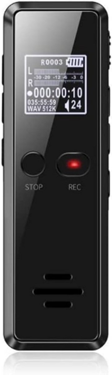 longziming -Digitale Voice Recorder HD – Discreet & Compact – 32GB Intern Geheugen – Wachtwoordbeveiliging – Stereo Geluid & USB Oplaadbaar – Zwart
