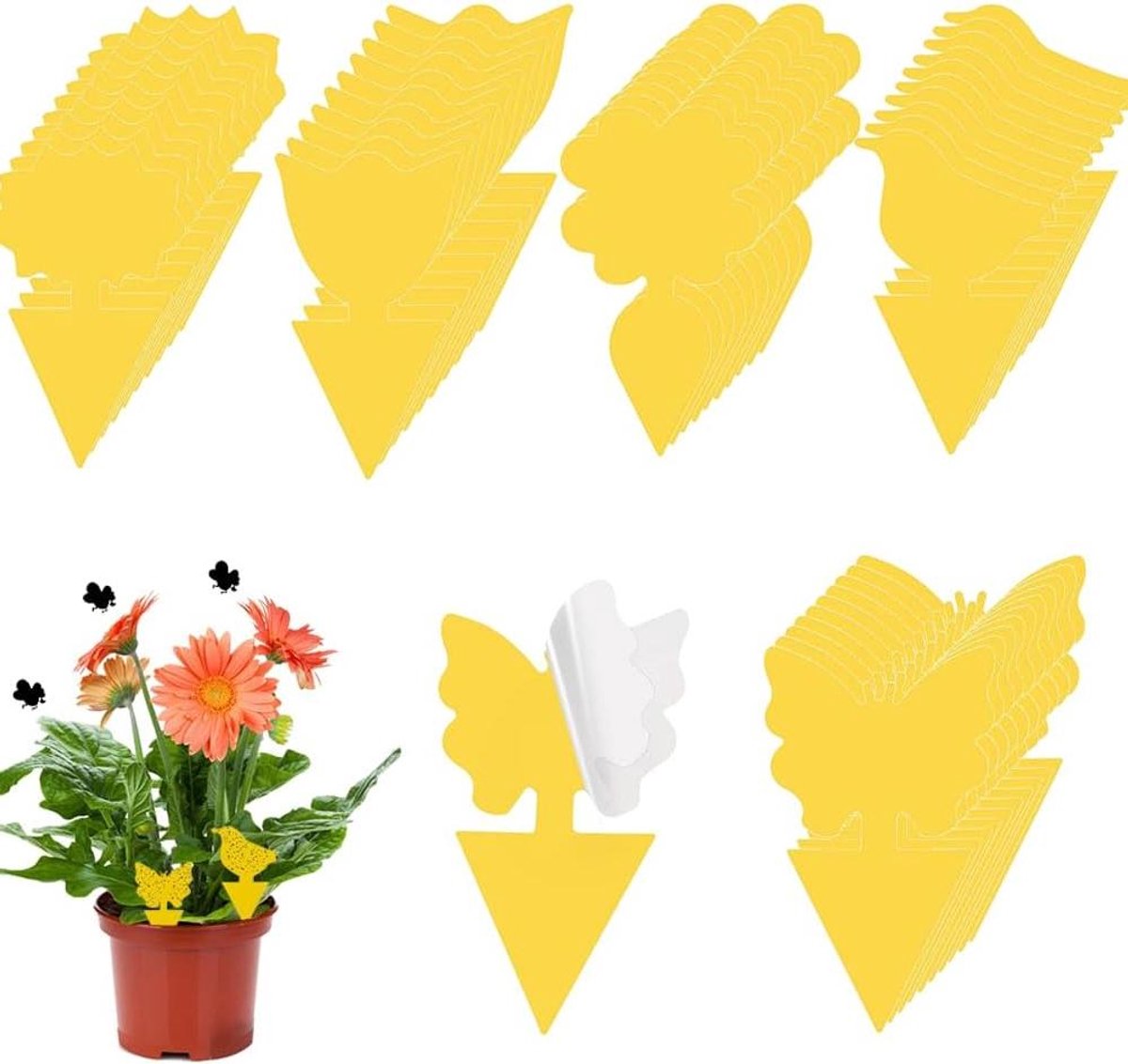 Stickers rouwmuggen bestrijden - 50 stuks - Geel - Borden - Vliegenvangers - Kleverige insectenvallen
