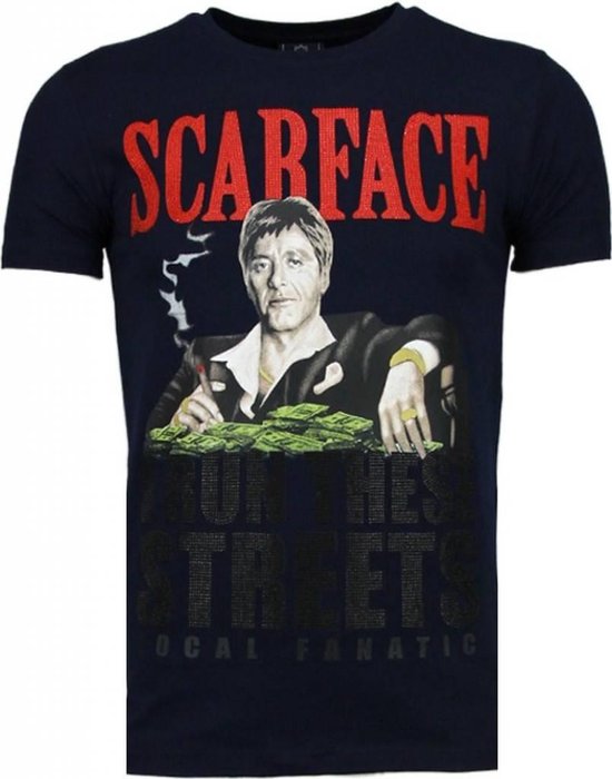Local Fanatic Scarface Boss - T-shirt strass - Navy Scarface Boss - T-shirt strass - T-shirt homme marine taille XL