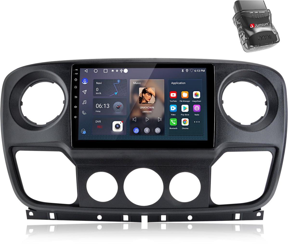 JUNSUN 10" Autoradio Draadloze Android Auto & Draadloze CarPlay Multimediasysteem Geschikt voor Renault Master Nissan NV400 Opel Movano (2010 - 2021) Accessoires – Android 15 GPS Navi WIFI BT DAB+ SWC USB RDS 4GB+64GB 8-core Processor