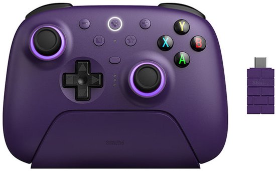 8Bitdo Ultimate 2 Wireless Gampad - Bluetooth - 2.4GHz - RGB - Paars