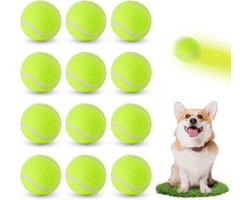 Sander Shop 12 stuks tennisballen van 2 inch voor honden, mini-tennisbal voor huisdier speelbal, hondenspeelbal voor kleine honden, interactieve hondenspeelgoedballen past voor 2 inch huisdierwerper