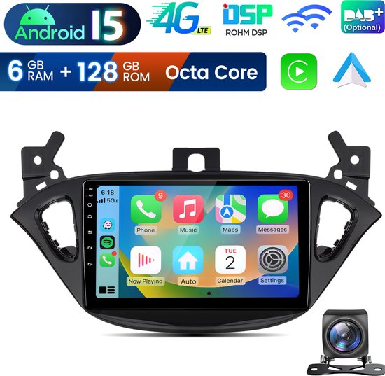 Autoradio Android 9 Pollici Per Opel Corsa E 2015-2019 E Opel Adam 2013-2016 – 8 Core 4+64G, Carplay Wireless, GPS, Telecamera Posteriore