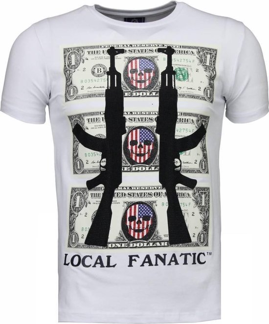 Local Fanatic Kim Kardashian - Rhinestone T-shirt - Zwart Heren T-shirt