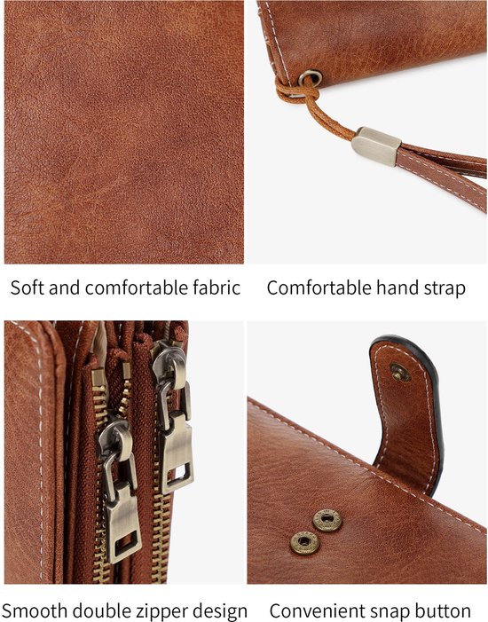 Portefeuille longue triple RFID - Rétro multifonctionnelle - Portefeuille pour femmes - Clutch - Portefeuille - Porte-monnaie - Portefeuille pour femmes - Porte-cartes - Porte-cartes de crédit