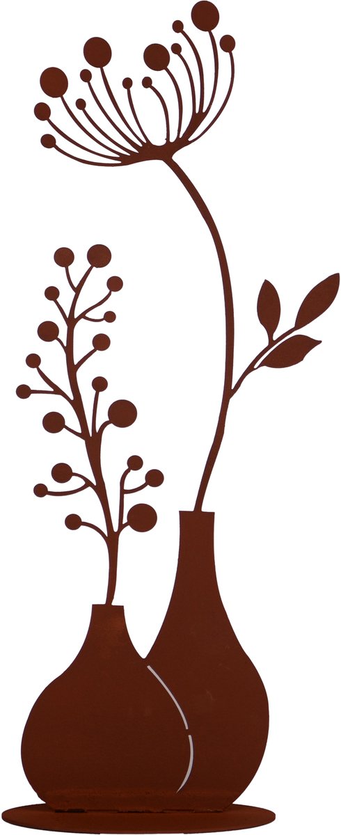 UNUS® Decoratie bloem vase metaal roestlook decoratie binnen vensterbank woonkamer keuken