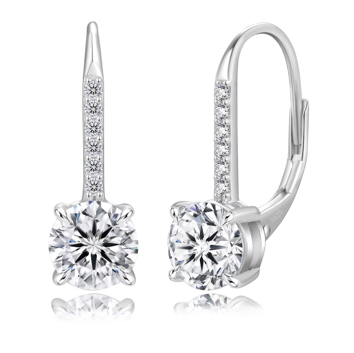 Titanix Oorbellen Dames – 2 Karaat Moissanite met GRA-Certificaat (Diamant Alternatief) - 925 Sterling Zilver, 14k Witgoud verguld – Luxe druppel Oorbellen