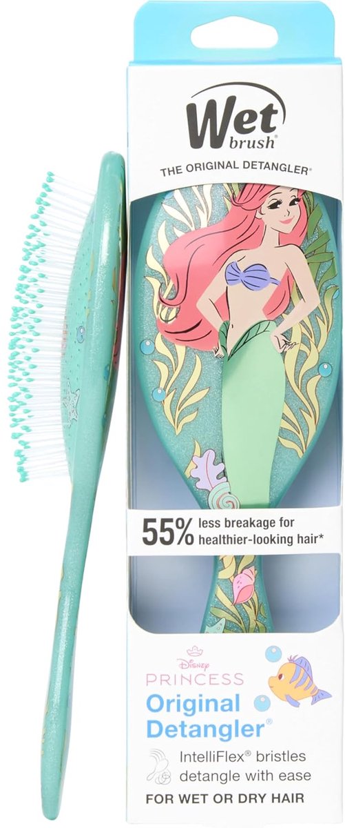 Wet Brush x Dreamy Disney Princess Original Detangler - Ariel - Limited Edition - Anti-Klit Haarborstel Met IntelliFlex® Bristles - Ontknoopt Nat & Droog Haar - Zacht Voor Alle Haartypen - Voor Kind & Volwassen