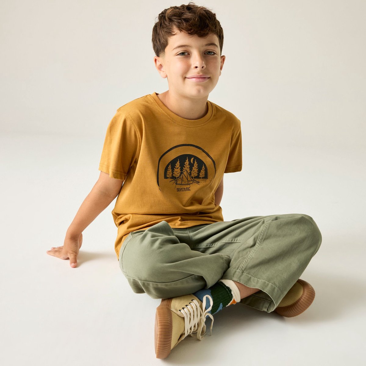 Bosley T-shirt met korte mouwen en grafische print voor kinderen Bruin