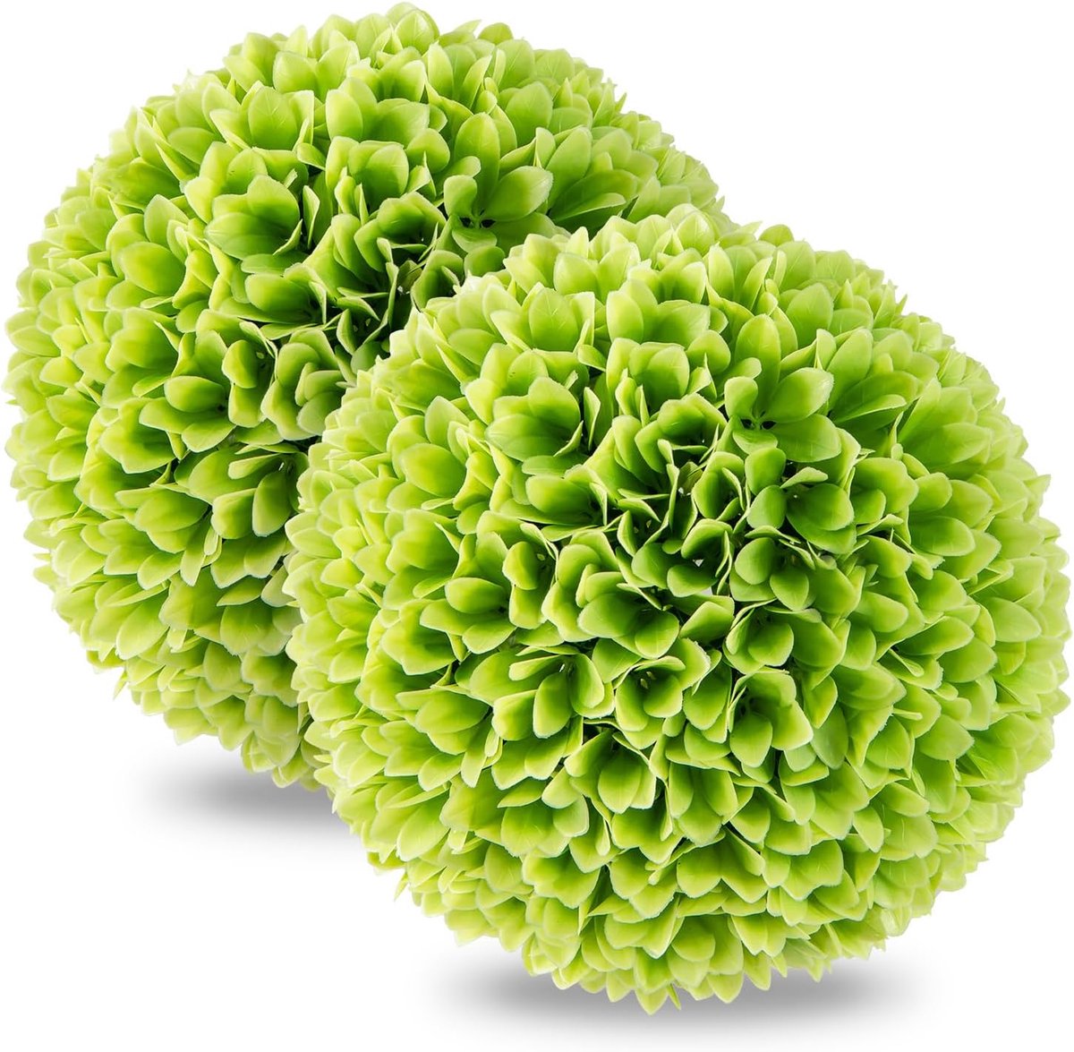 KOMFOTTEU 2 stuks kunstbustballen, 28 cm, ronde planten voor binnen en buiten, realistische bladeren, decoratie om op te hangen voor tuin, huis (groen)