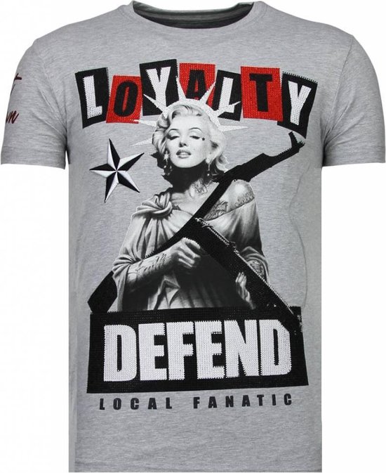 Local Fanatic Loyalty Marilyn - T-shirt strass - Loyauté grise Marilyn - T-shirt strass - T-shirt homme marine taille S