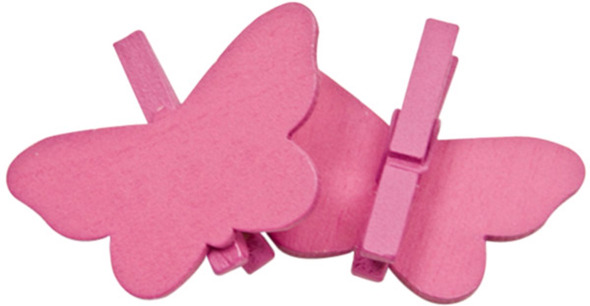 HOBI - 6 vlinders op fuchsia wasknijpers als plaatskaarten