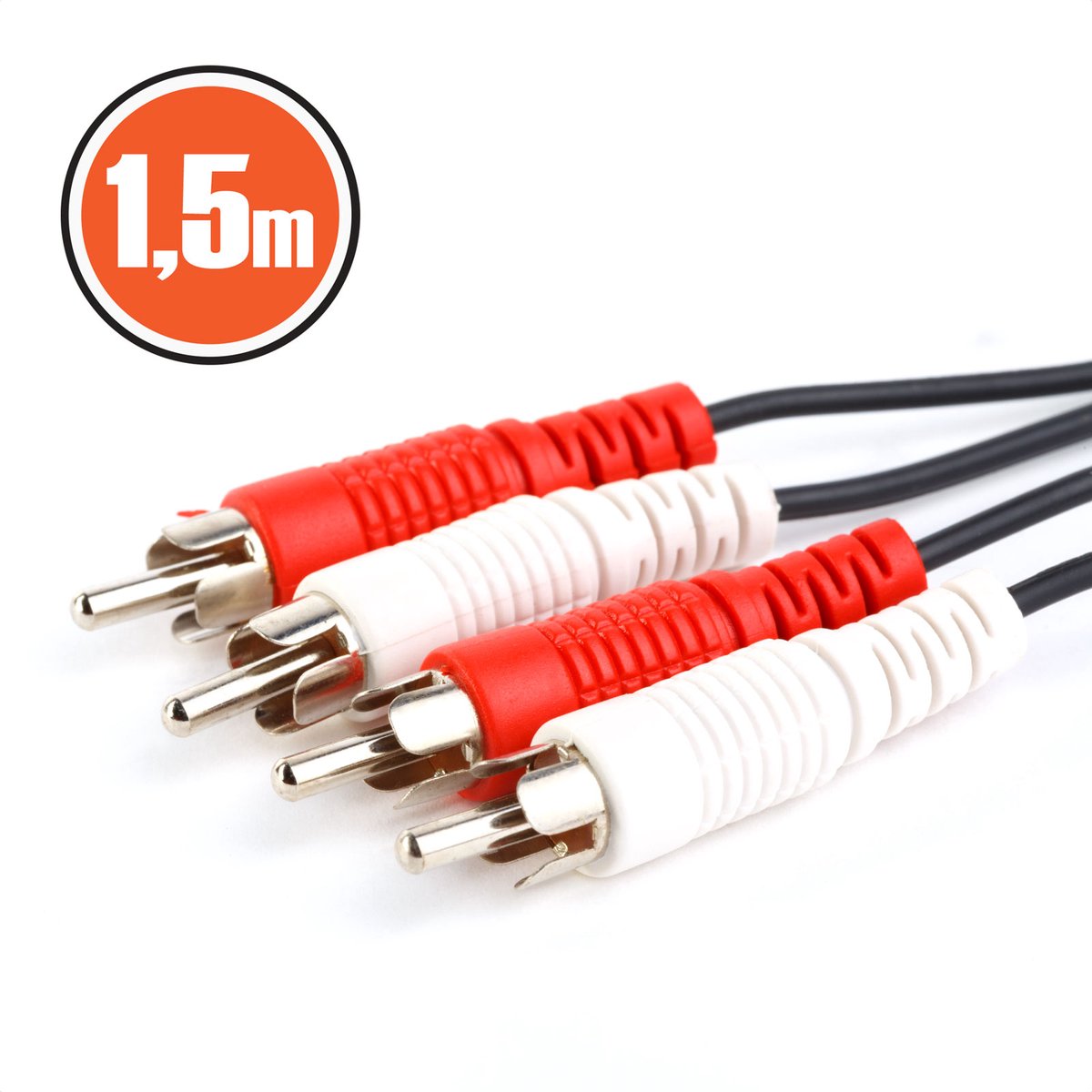 5x RCA Audio/Video Kabel 1,5 Meter – Set van 5 Stuks – 2x RCA Male naar 2x RCA Male – Rood/Zwart – Geschikt voor TV, Versterker, DVD-speler en Multimedia Apparatuur [20115]