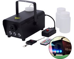 Lighto | Rookmachine met RGB LED | 500W | Inclusief 2x 250ml rookvloeistof & afstandsbediening | 7 kleuren | Zwart