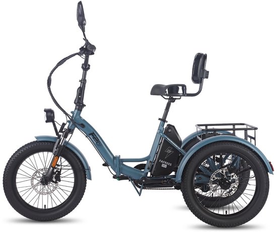 Dik Klapfiets E-Bakfiets 20 Inch 48V 23.45Ah Accu, Hydraulische Schijfremmen Elektrische Fiets, Elektrische Vrachtsfiets 180kg, Blauw Driewieler E-Bike van Dik. — afbeelding 2
