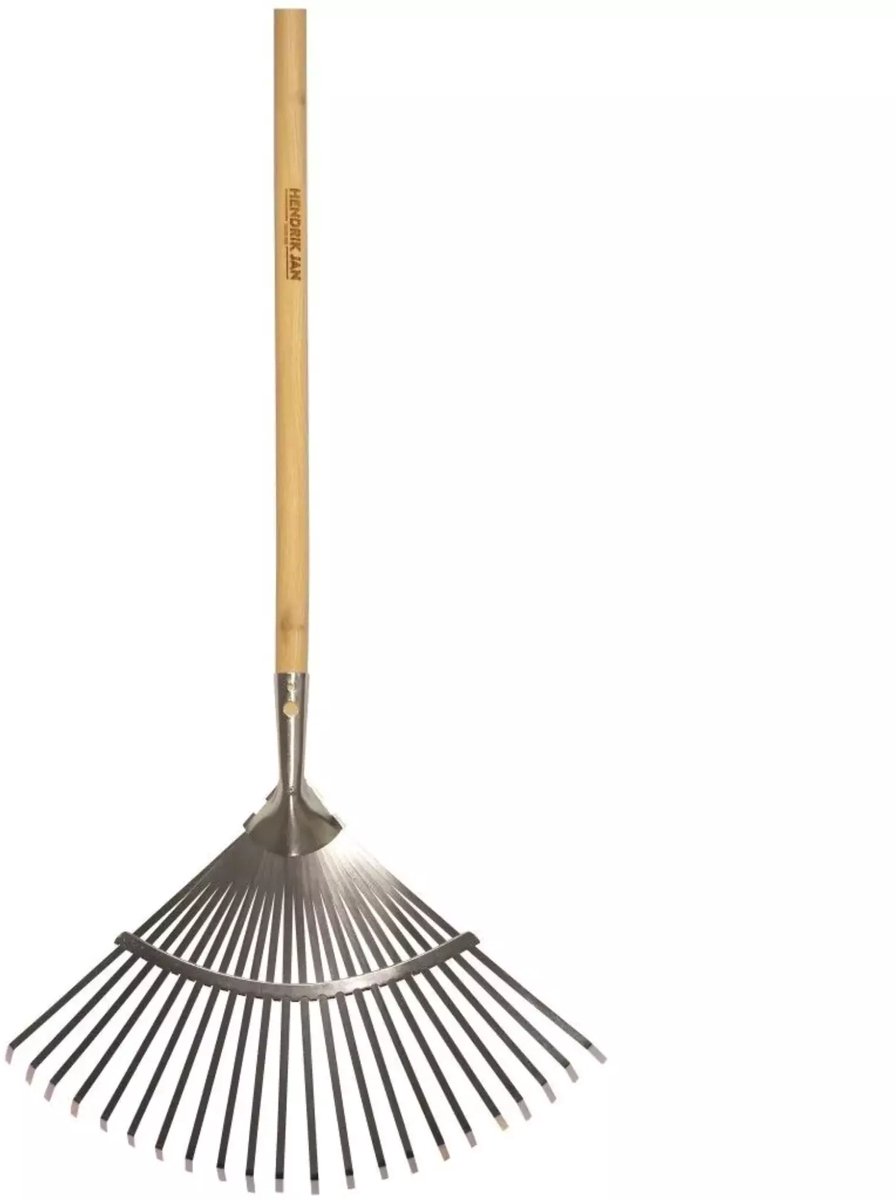 Hendrik Jan Verzinkte bladhark 440 mm met 22 tanden, essenhouten steel 150 cm en FSC-keurmerk