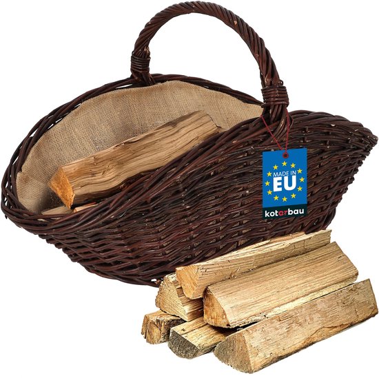 KOTARBAU Panier Osier, 64x40x39 cm, Buche, Naturel, Brun Foncé, Anse