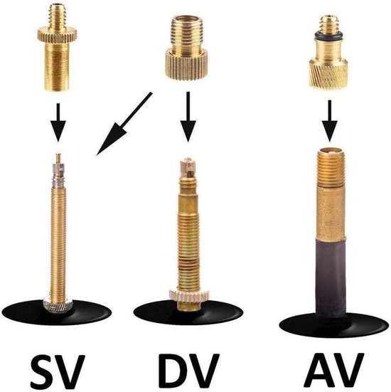 14 stuks fietsventieladapters-Fietsventiel-Autoventiel- Franse fietsventieladapters AV, DV, SV, inclusief afdichtring voor fietspomp — afbeelding 2