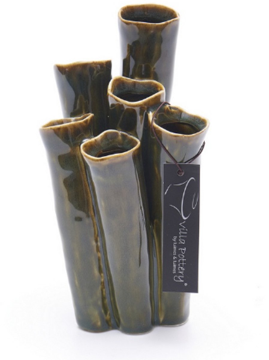Villa Pottery Vaas - Villa Pottery - Decoratie - Woondecoratie - porselein - waterdicht - New Juul 1_2 Dark Green Groen