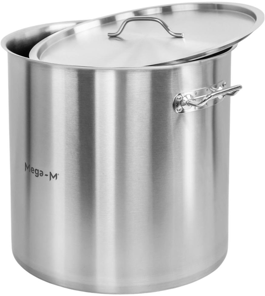 Mega-M STANDARD - Hoge Kookpan met Deksel - 71 L - RVS - Sandwichbodem