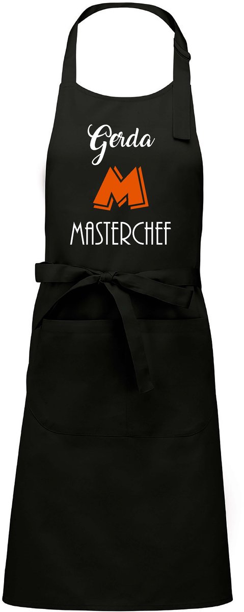 luxe keukenschort - Masterchef - met voornaam - zwart