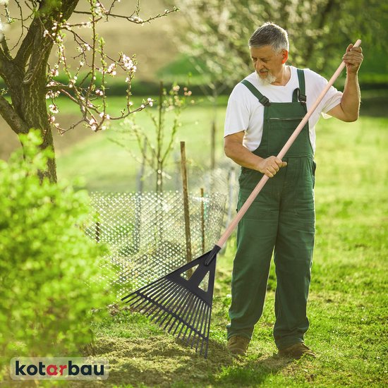KOTARBAU® Bladhark, Tuinhark van Kunststof, 43 cm, Zwart, met Steel, Gazonhark, Waaierbezem, Lichtgewicht Hark, Stevige Hark, van Merkloos	 — afbeelding 2