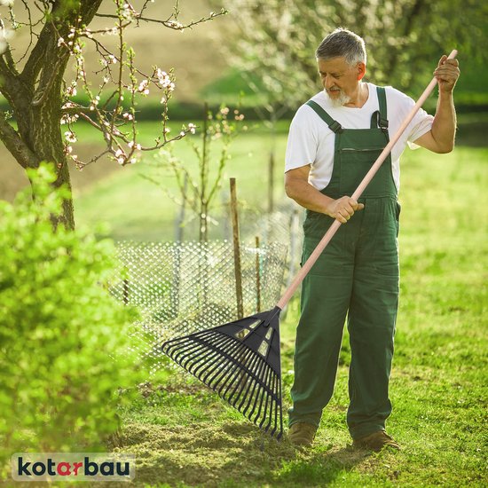 KOTARBAU® Bladhark, Tuinhark van Kunststof, 61 cm, Zwart, met Steel, Gazonhark, Waaierbezem, Lichtgewicht Hark, Stevige Hark, van Merkloos	 — afbeelding 2