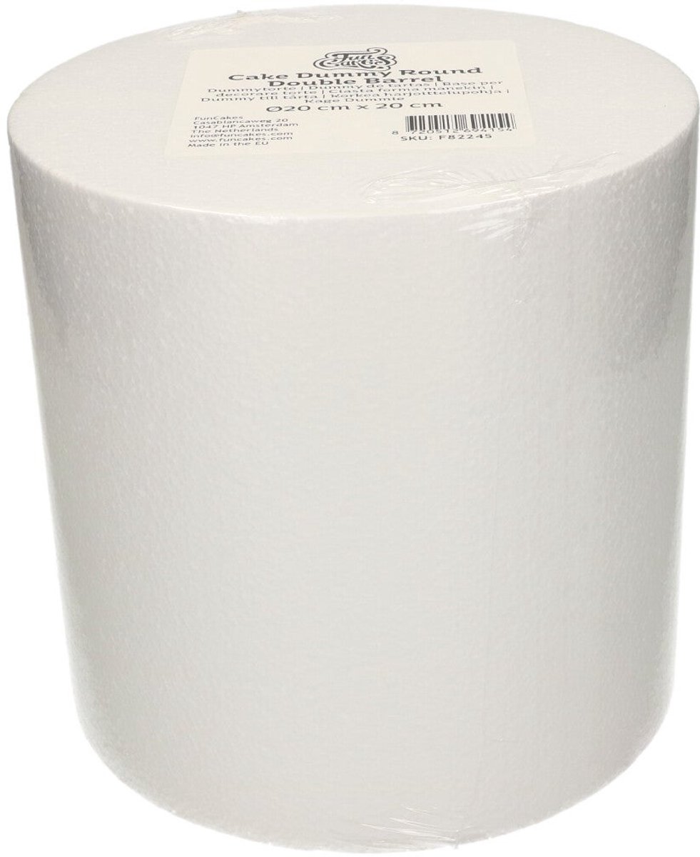 FunCakes Taart Dummy - Piepschuim Blok - Rond - Double Barrel - Ø20 cm x 20 cm