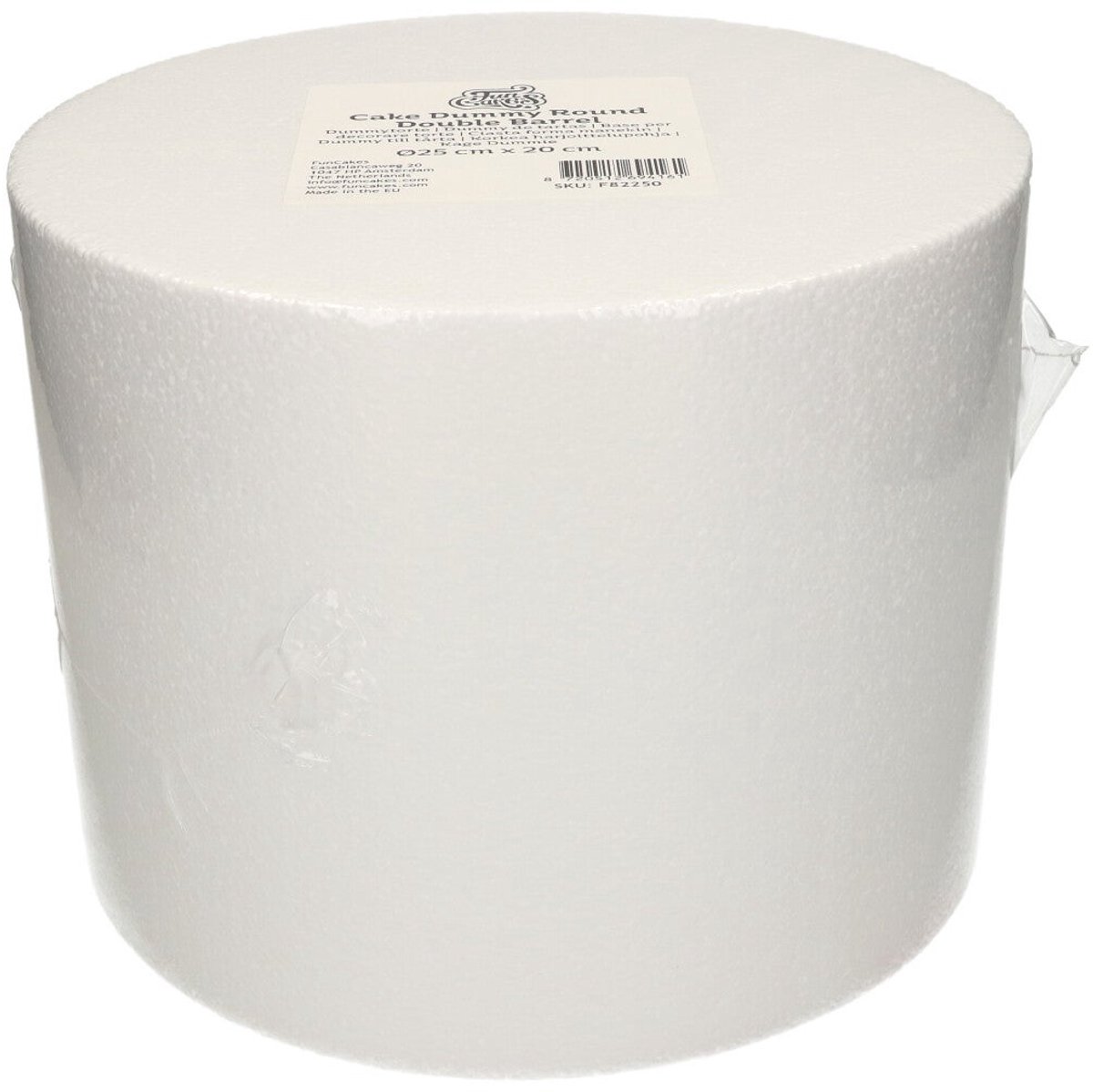 FunCakes Taart Dummy - Piepschuim Blok - Rond - Double Barrel - Ø25 cm x 20 cm