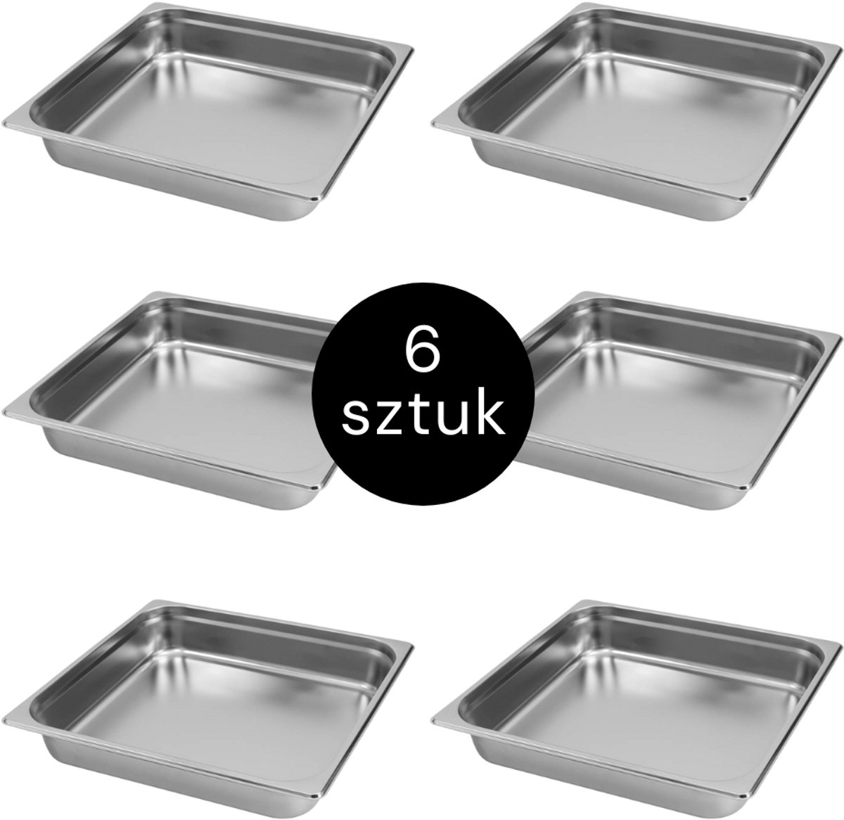 MEGA-M Gastronorm - GN 2/3 Set van 6 stuks - 353x325x65 mm - Roestvrij Staal
